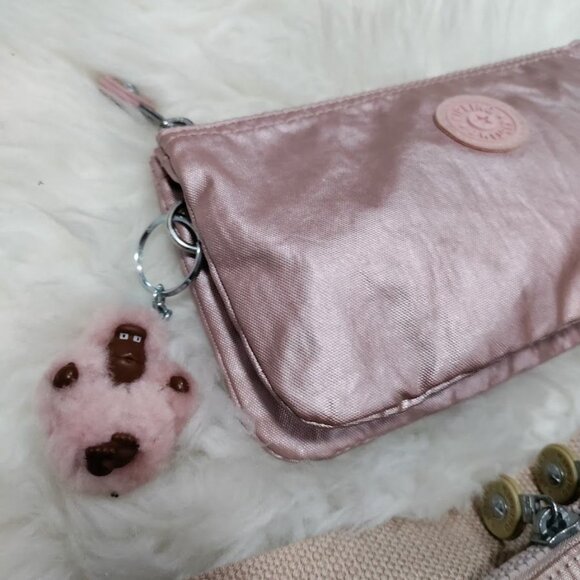 Kipling Metallic Rose Gold Brandee Crossbody And Small Pink Abby Pouch Set - Picture 11 of 14